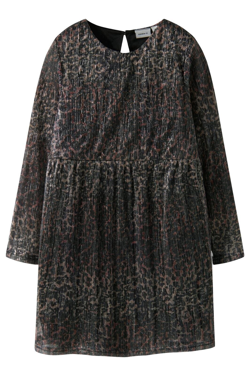 Name It - Nkfrisaring Ls Dress - 4874392 Seal Brown Leo Kjoler