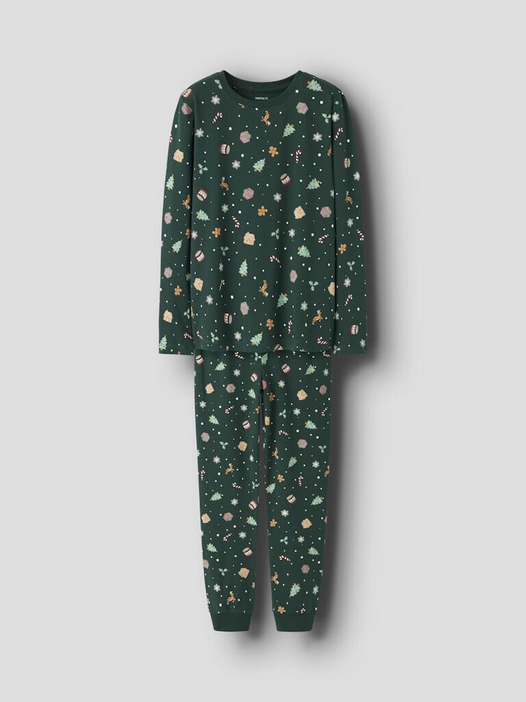 Name It - Nknvismas Ls Nightset - 4918935 Botanical Garden Xmas Aop Nattøj