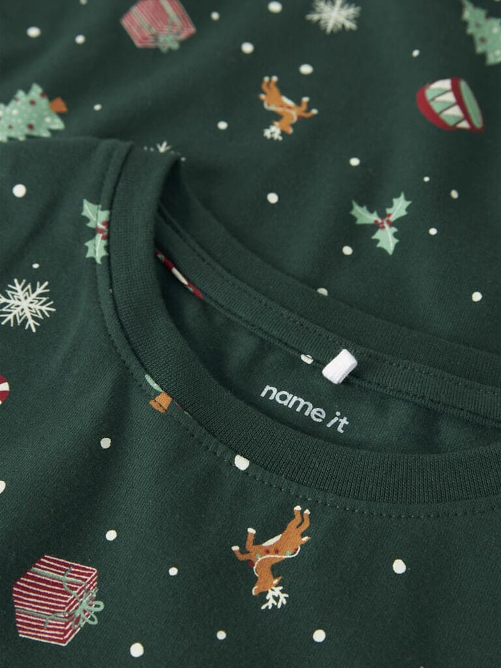 Name It - Nknvismas Ls Nightset - 4918935 Botanical Garden Xmas Aop Nattøj