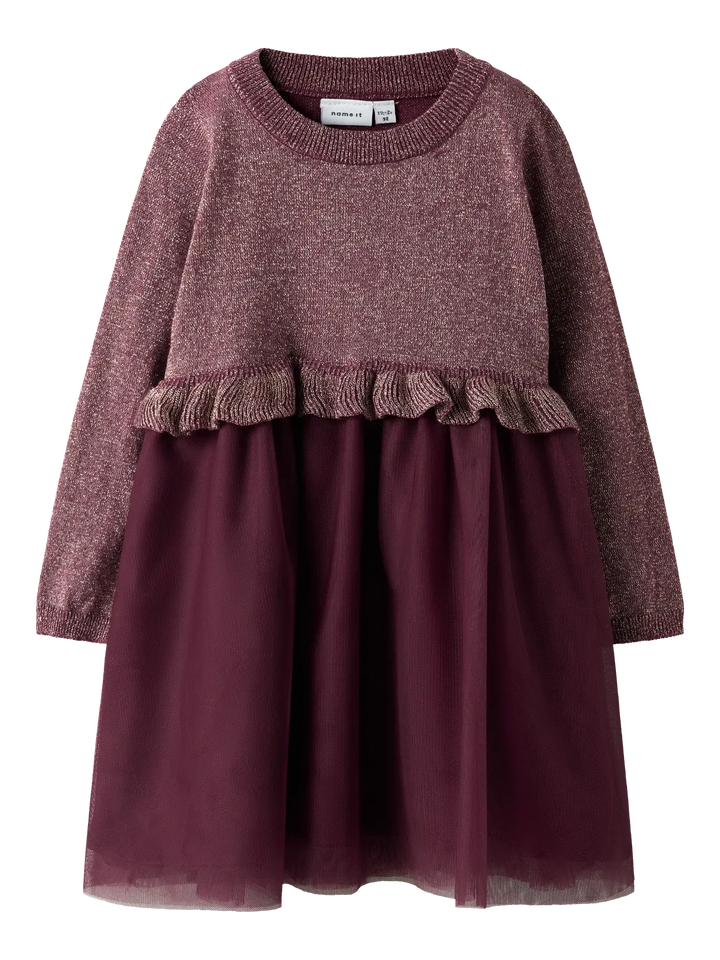 Name It - Nmfrefraja Ls Knit Dress - 4874782 Burgundy Kjoler