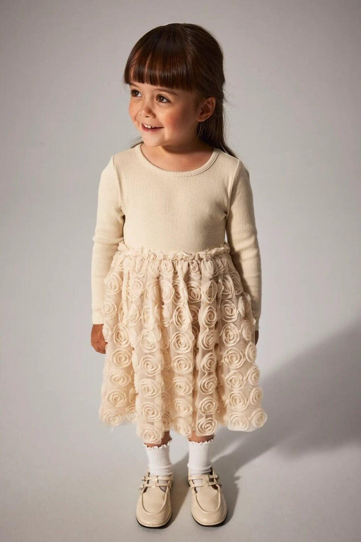 Name It - Nmfsykia Tulle Ls Dress - 4888967 Cement Kjoler