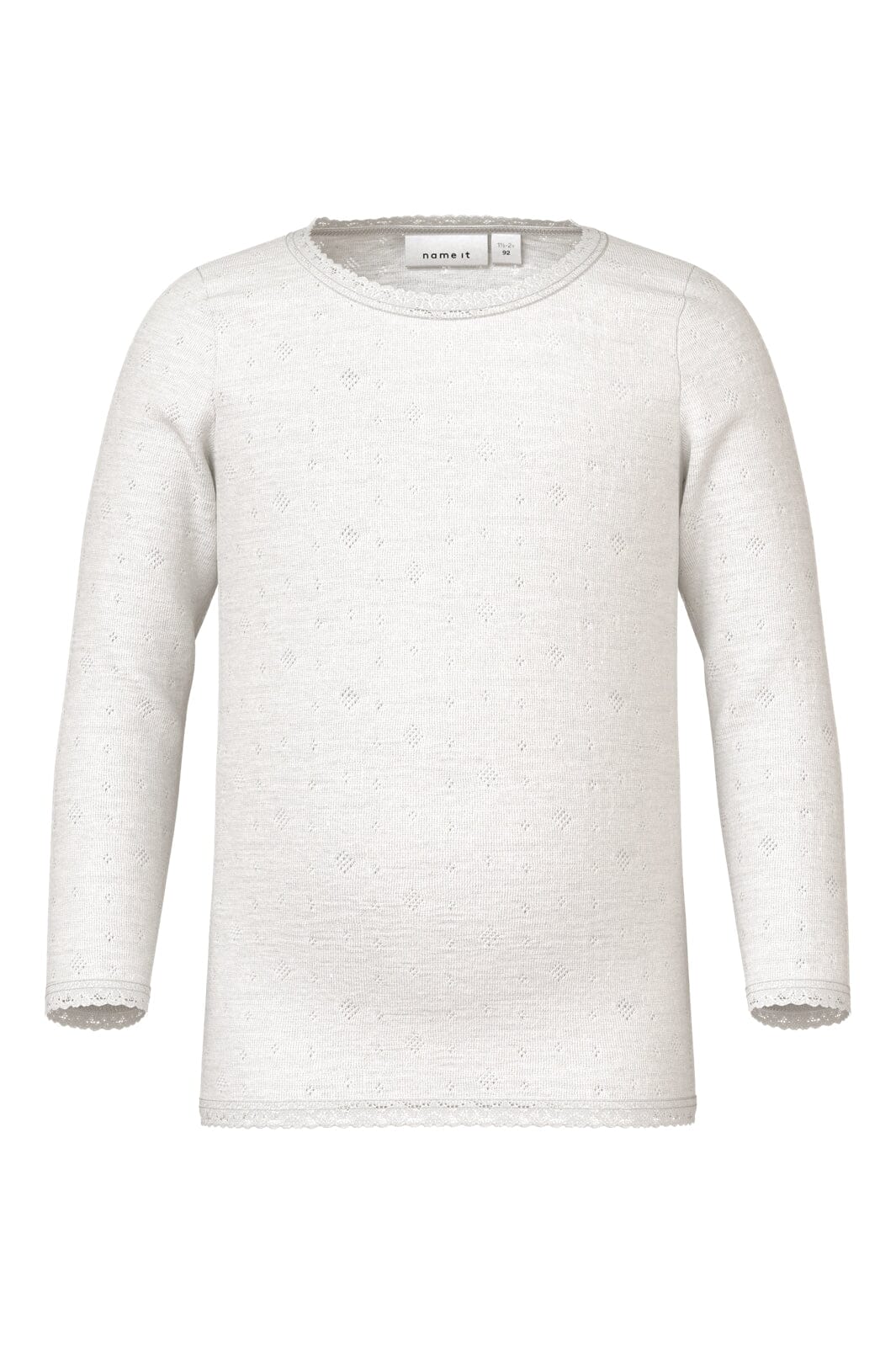 Name It - Nmfwang Wool Needle Ls Top Solid - 4475063 Snow White Bluser
