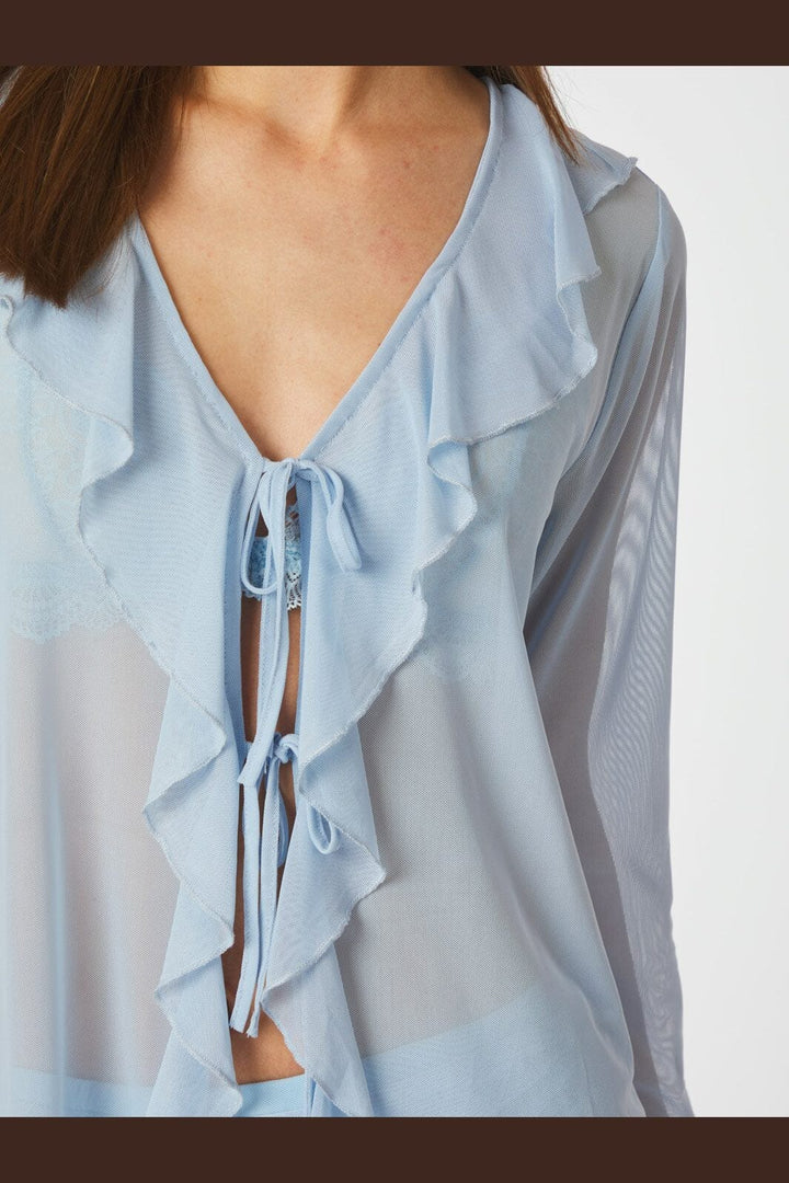 Neo Noir - Anika Mesh Blouse 165644 - 145 - Light Blue