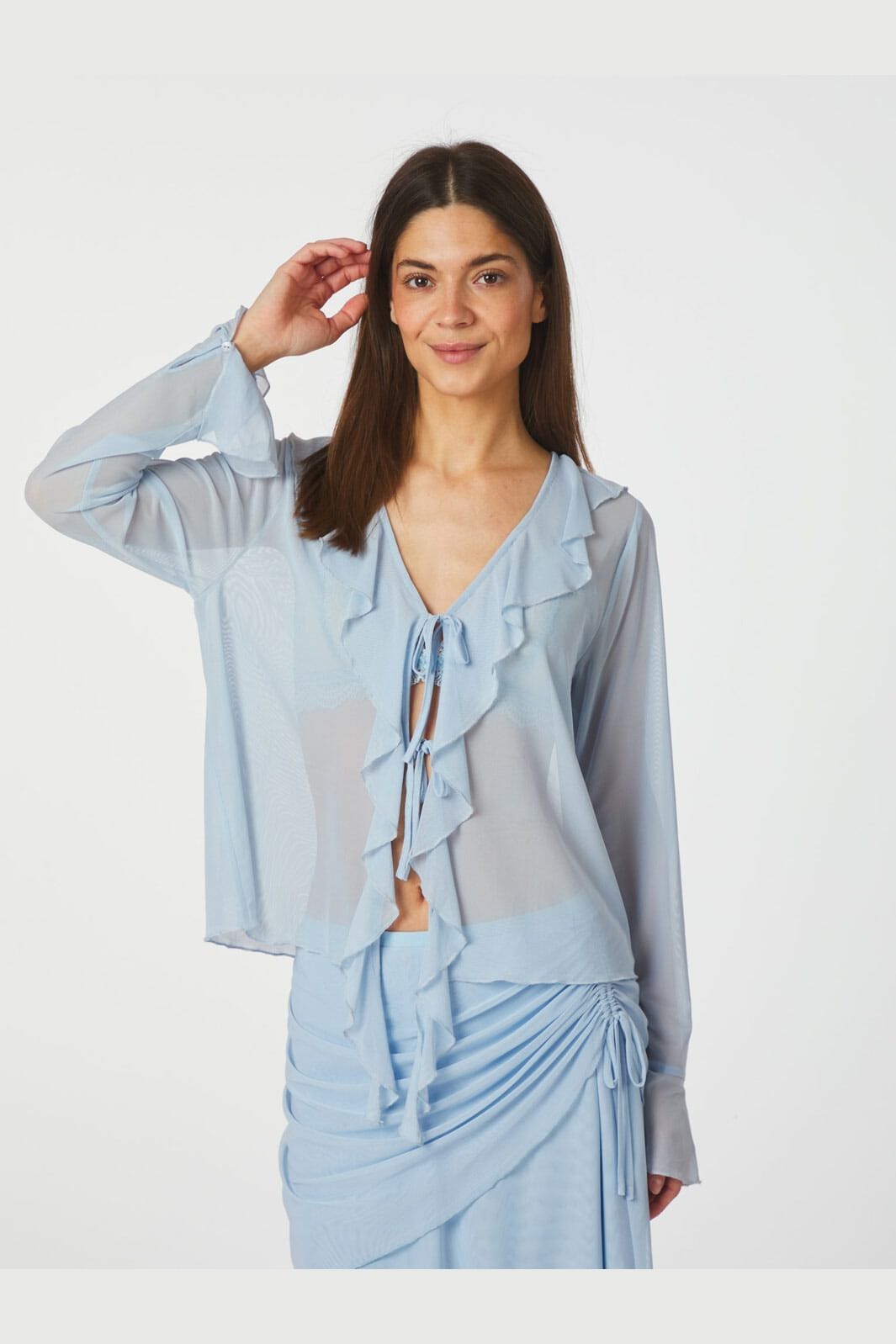Neo Noir - Anika Mesh Blouse 165644 - 145 - Light Blue