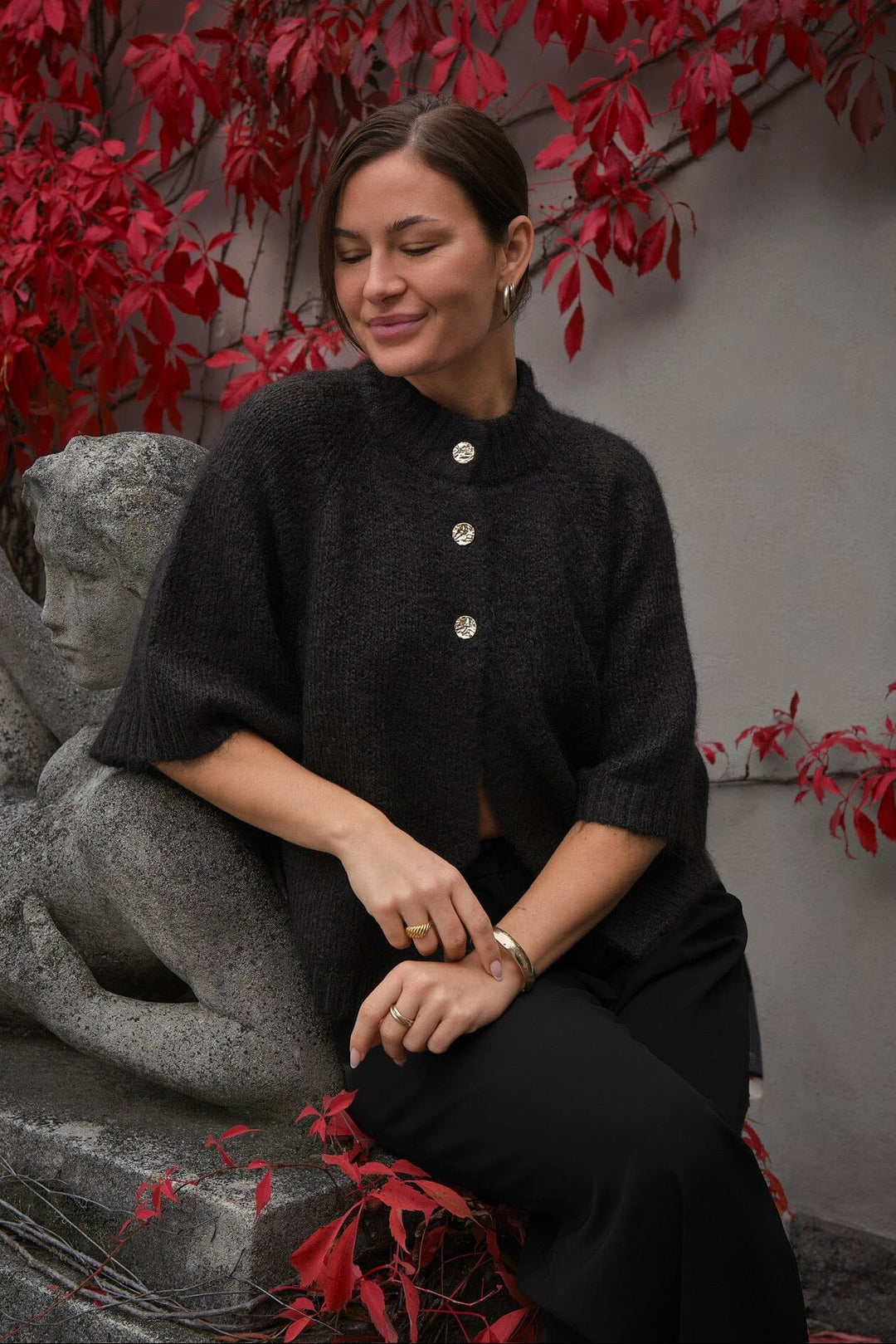 Neo Noir - Benuta Fluffy Knit Cardigan 165816 - 676 - Dark Brown Cardigans