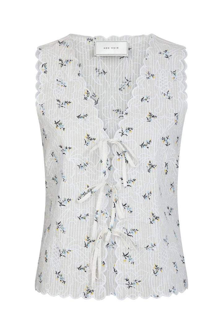 Neo Noir - Bibi Embroidery Print Top 165122 - 121 - Off White