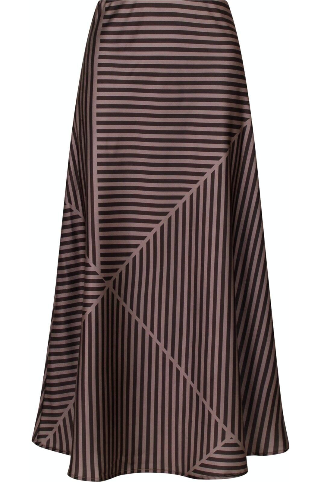 Neo Noir - Bovary Mix Lines Skirt - Dark Brown Nederdele