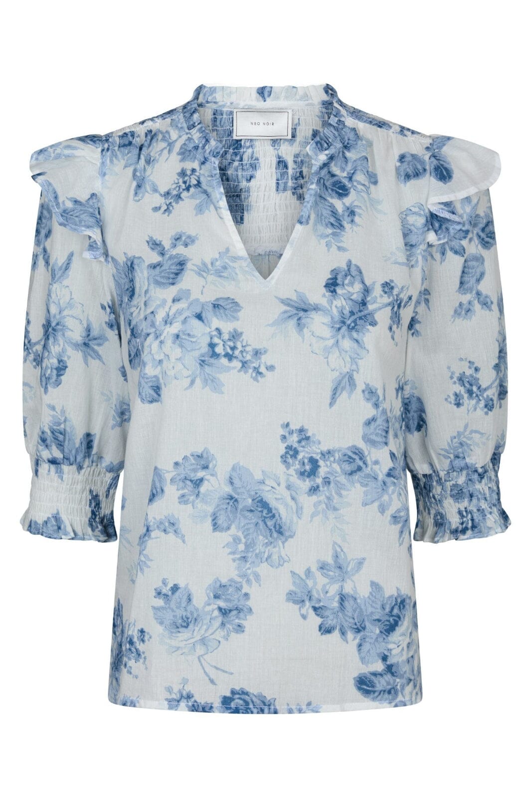 Neo Noir - Davina Flower Flow Blouse 165883 - 145 - Light Blue