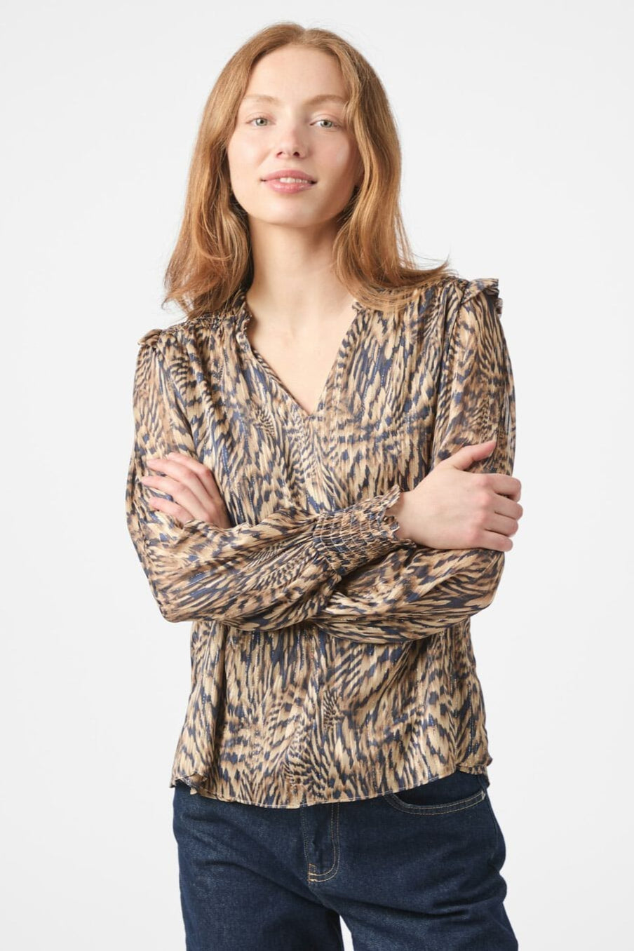 Neo Noir - Davina Pattern Blouse 166259 - 543 - Camel