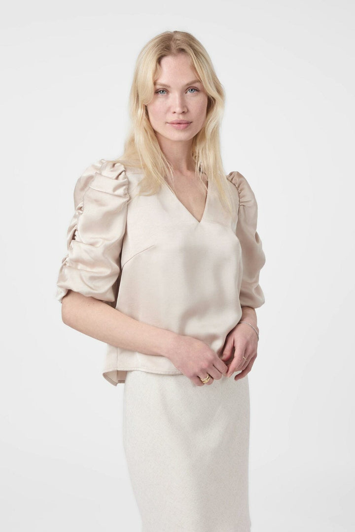 Neo Noir - Elba Heavy Sateen Blouse 165799 - 720 - Champagne