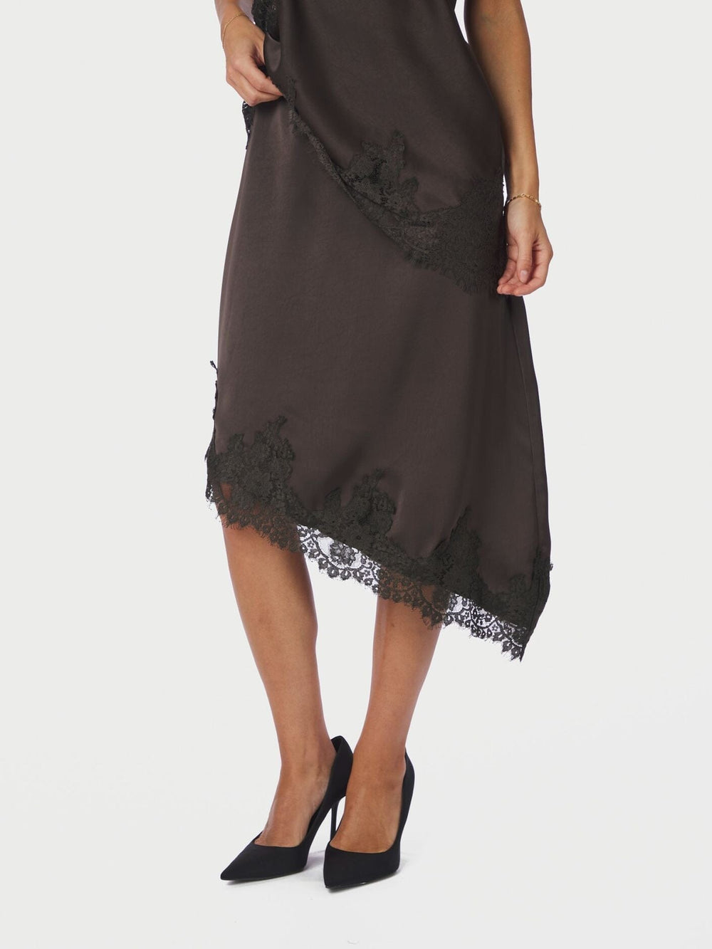 Neo Noir - Fiora Lace Skirt 167417 - 676 - Dark Brown Nederdele