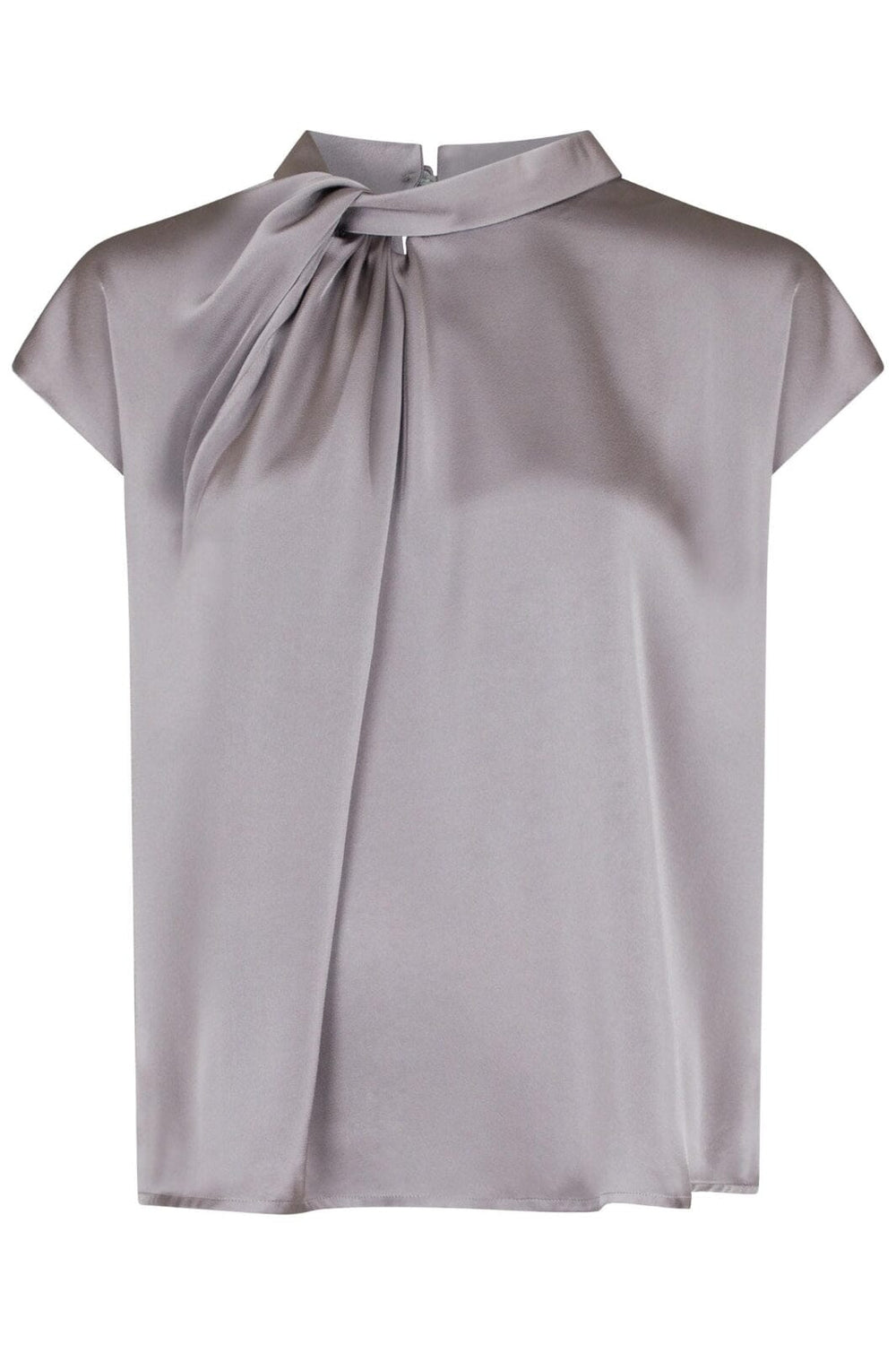 Neo Noir - Fleur Drapy Satin Blouse - 130 Grey Bluser
