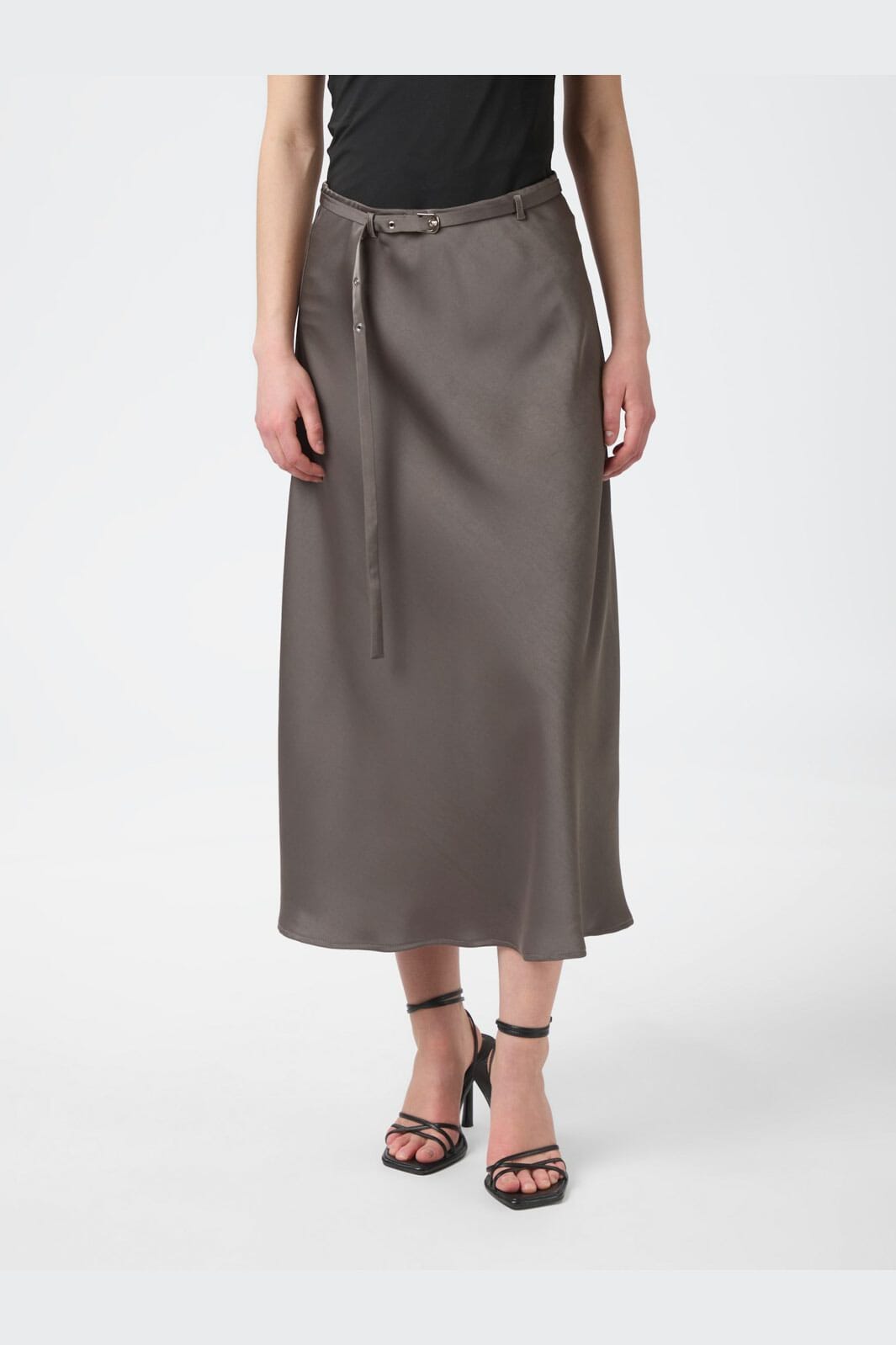 Neo Noir - Innell Heavy Sateen Skirt 165932 - 189 - Warm Grey