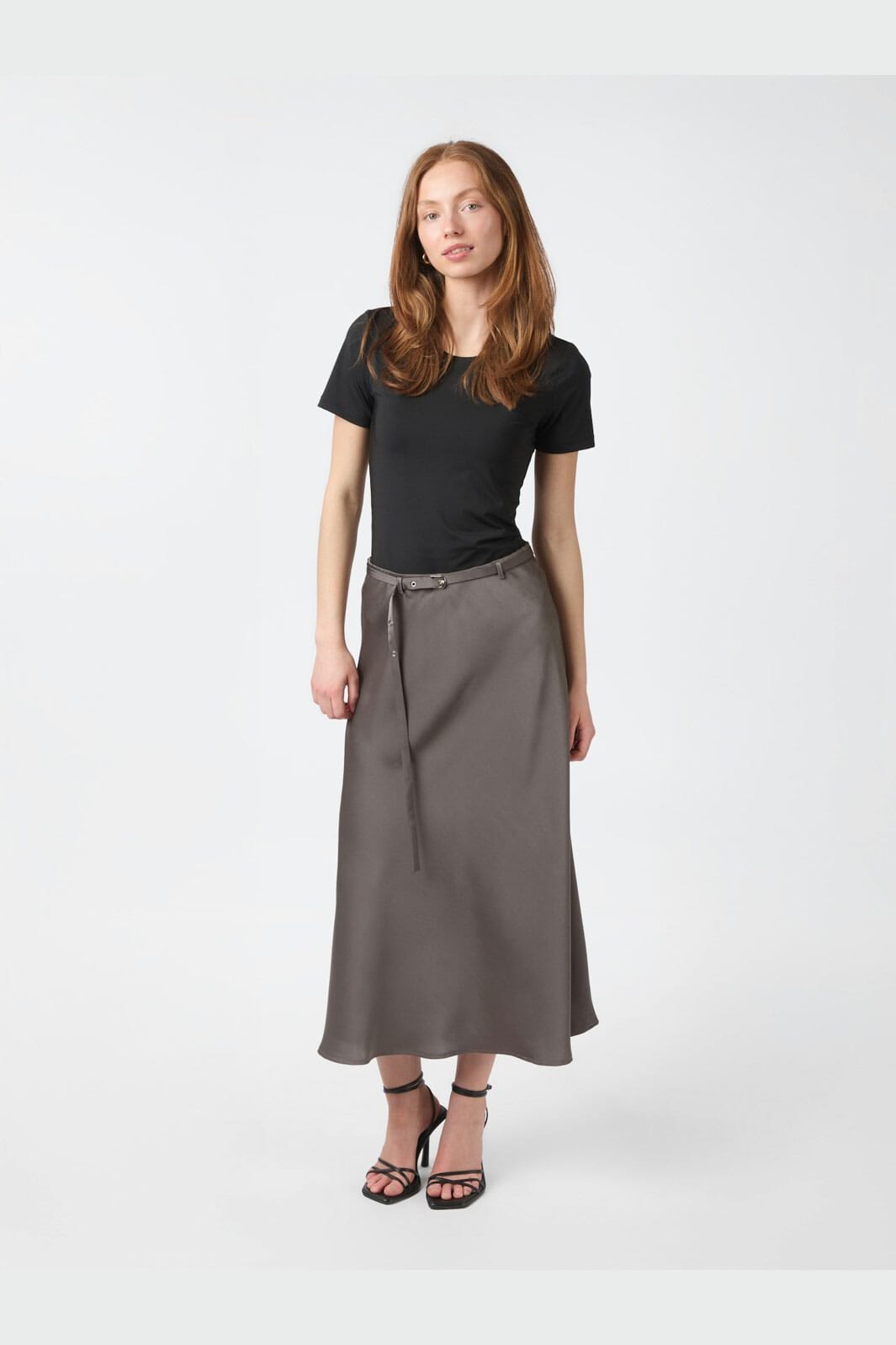 Neo Noir - Innell Heavy Sateen Skirt 165932 - 189 - Warm Grey