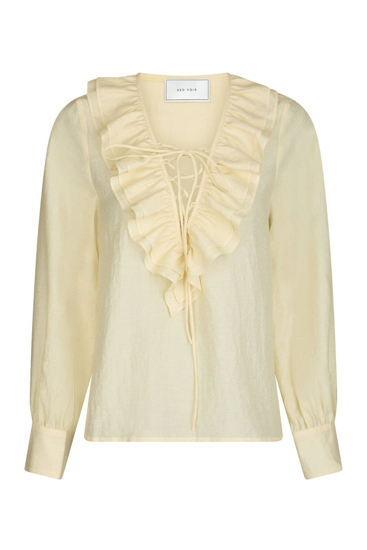 Neo Noir - Katarina Crepe Ruffle Blouse 166497 - 191 - Light Yellow