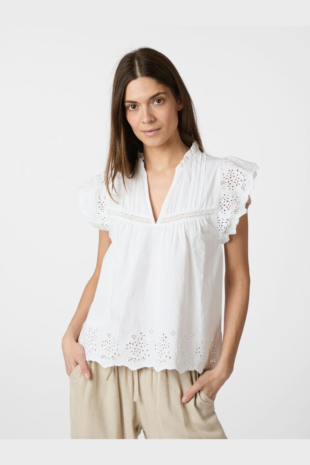 Neo Noir - Kyoti Embroidery Top 165109 - 120 - White