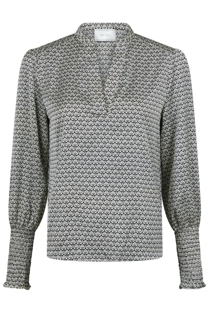 Neo Noir - Landa Graphic Pattern Blouse - Black Bluser