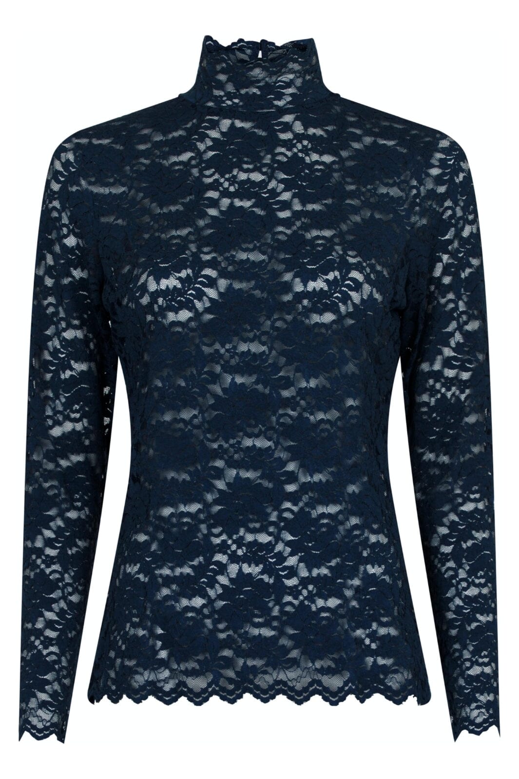 Neo Noir - Liza Laceflower Blouse - Navy Bluser
