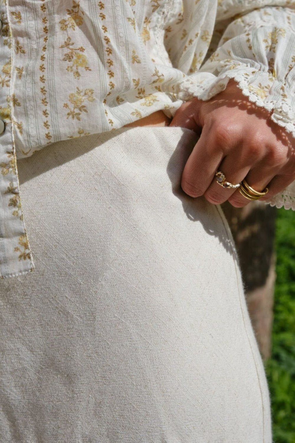 Neo Noir - Lunna Linen Skirt 164827 - 815 - Natural Nederdele