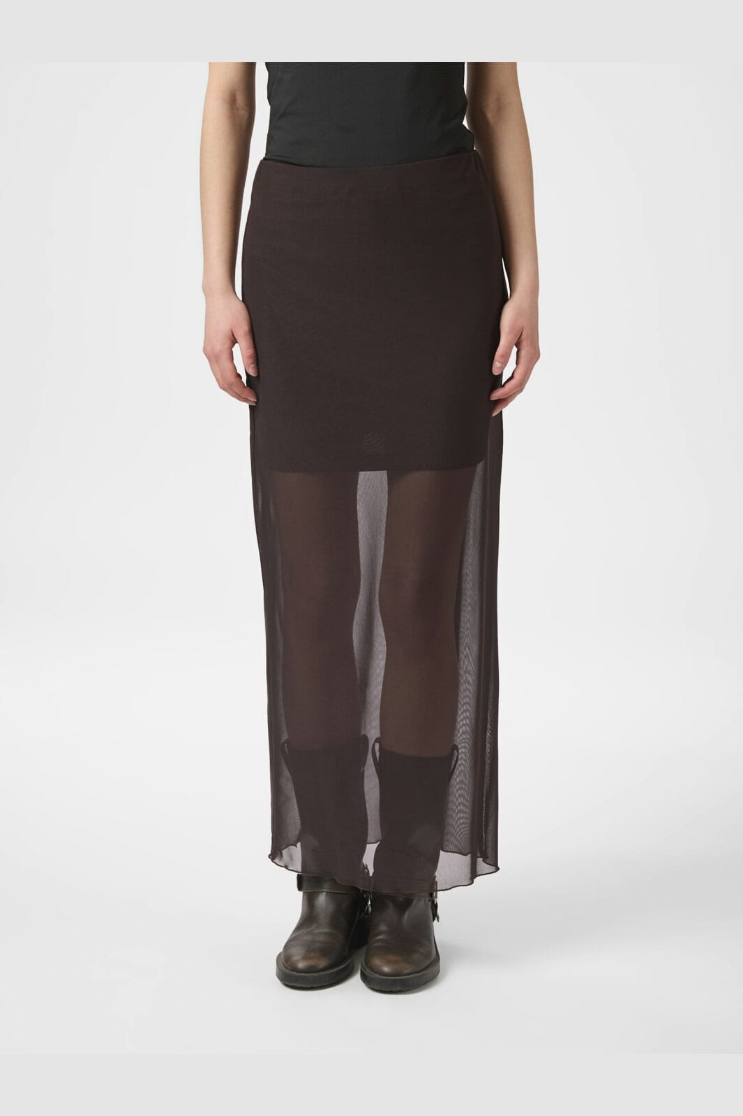 Neo Noir - Marlise Mesh Skirt 166014 - 676 - Dark Brown