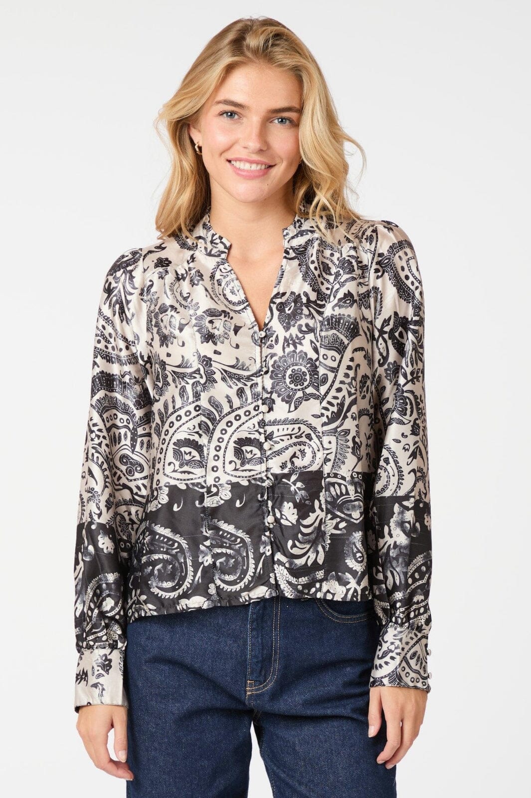 Neo Noir - Massima Deco Paisley Blouse 164308 - Creme Bluser