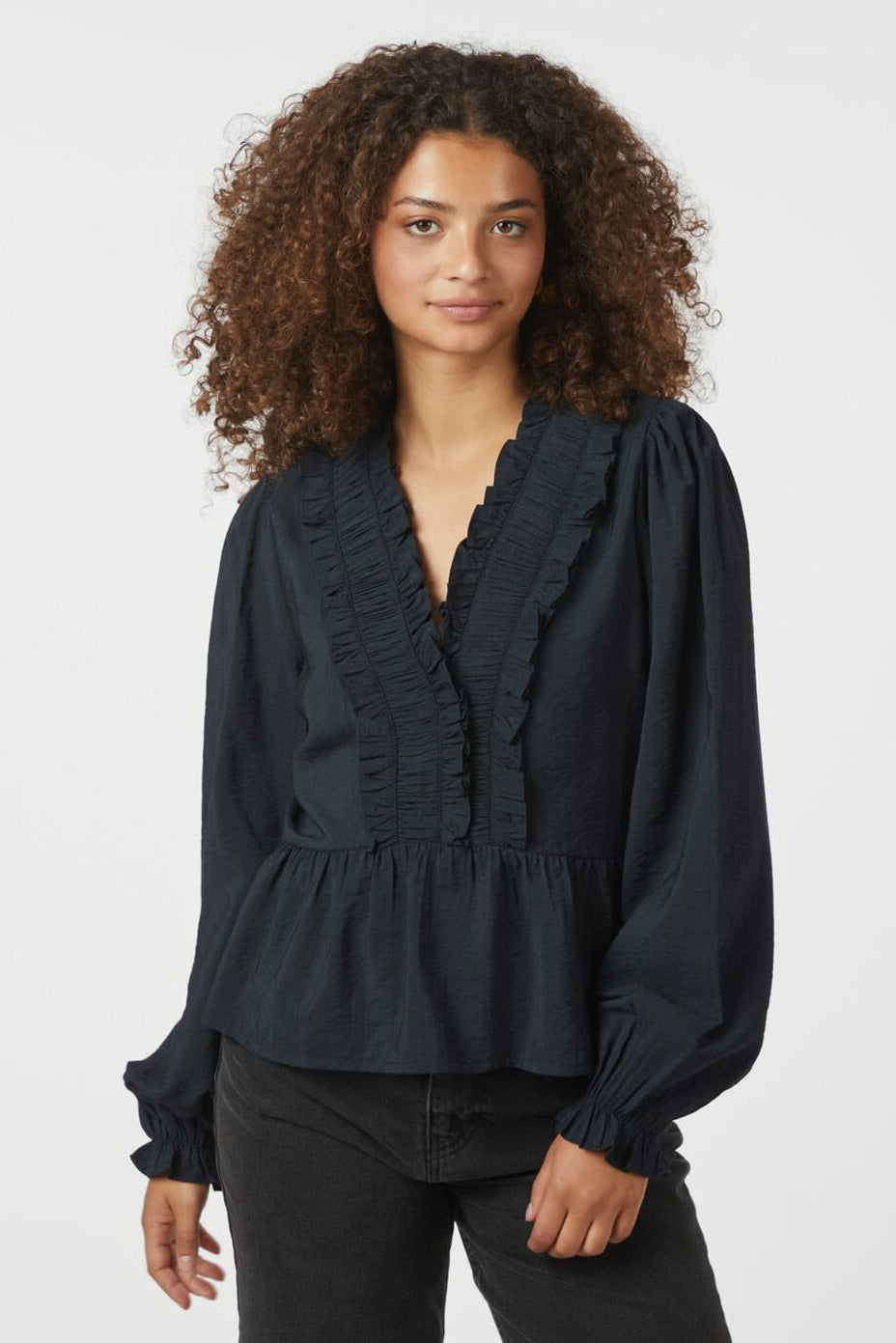 Neo Noir - Melfy Structure Blouse 166695 - 141 - Navy