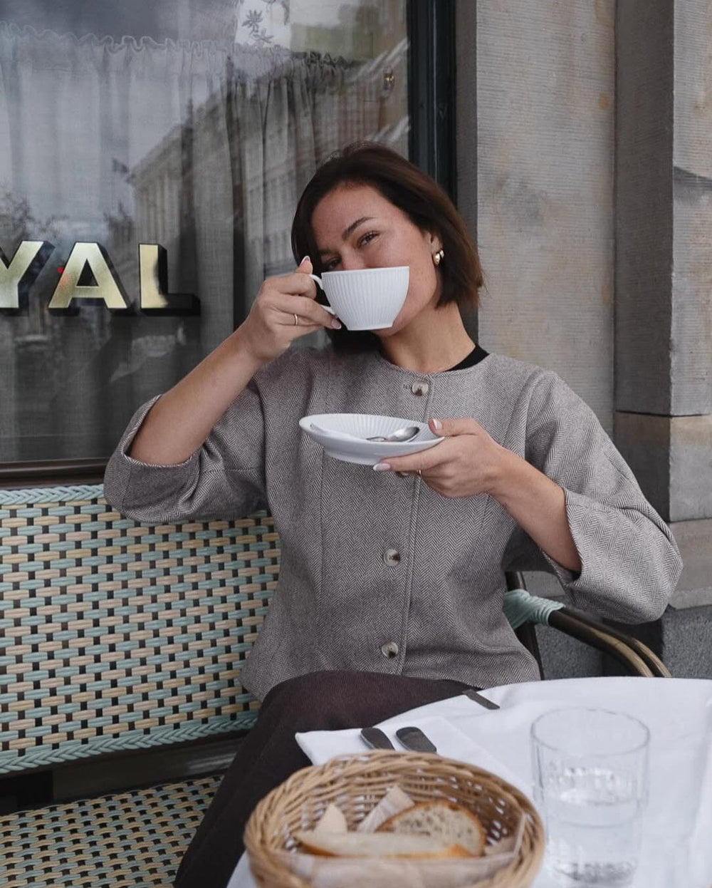 Neo Noir - Mesto Light Herringbone Jacket 167015 - 387 - White/Brown Blazere