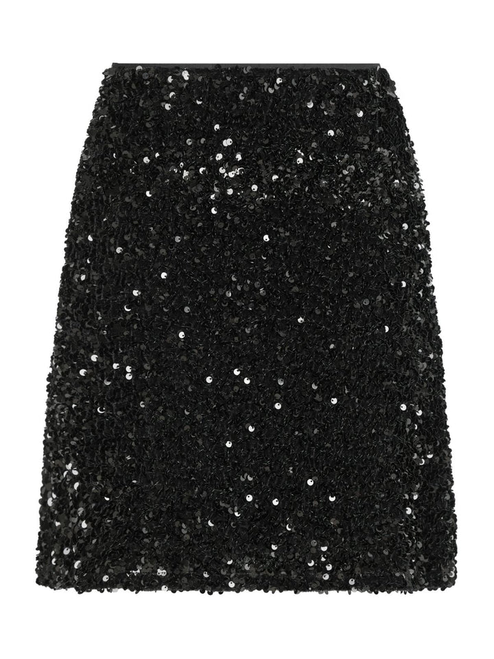 Neo Noir - Miva Velvet Sequins Skirt - Black Nederdele