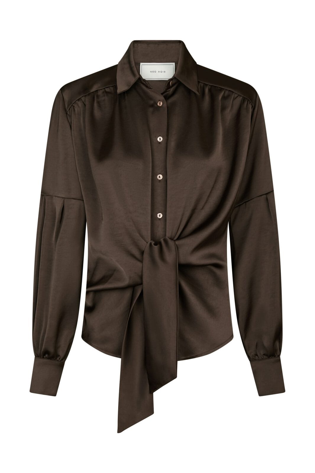 Neo Noir - Naja Satin Shirt 160801 - 676 - Dark Brown