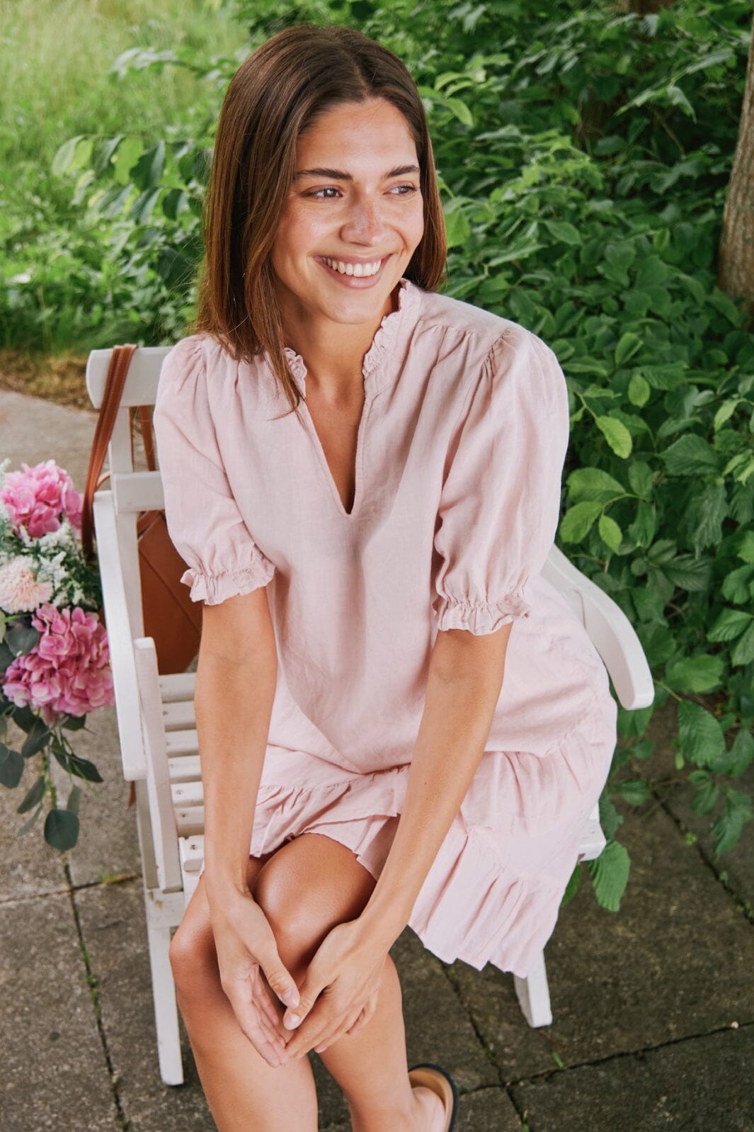 Neo Noir - Odesa Linen Blouse - Rose Smoke Bluser