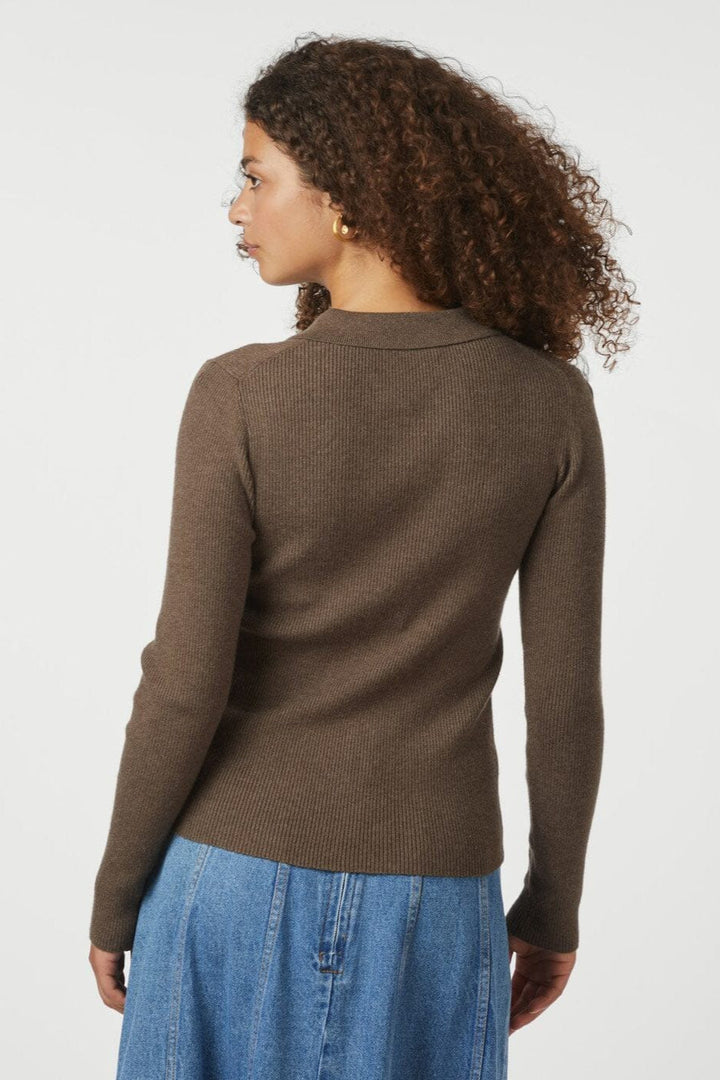 Neo Noir - Panama Knit Blouse 164017 - 205 - Brown Melange