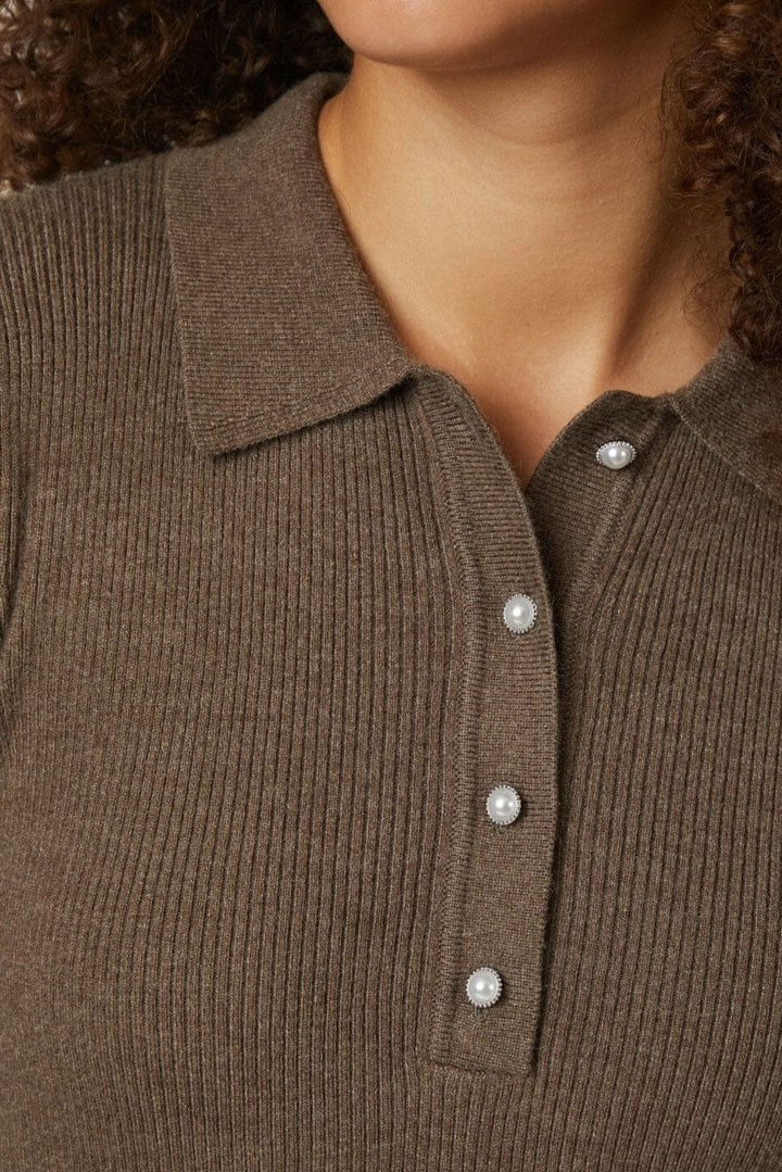 Neo Noir - Panama Knit Blouse 164017 - 205 - Brown Melange