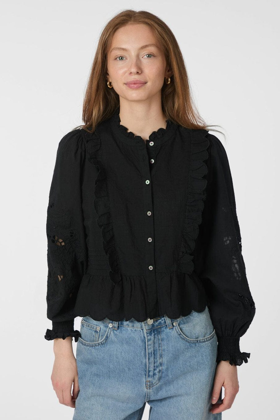 Neo Noir - Petrine Embroidery Blouse 161136 - 100 - Black