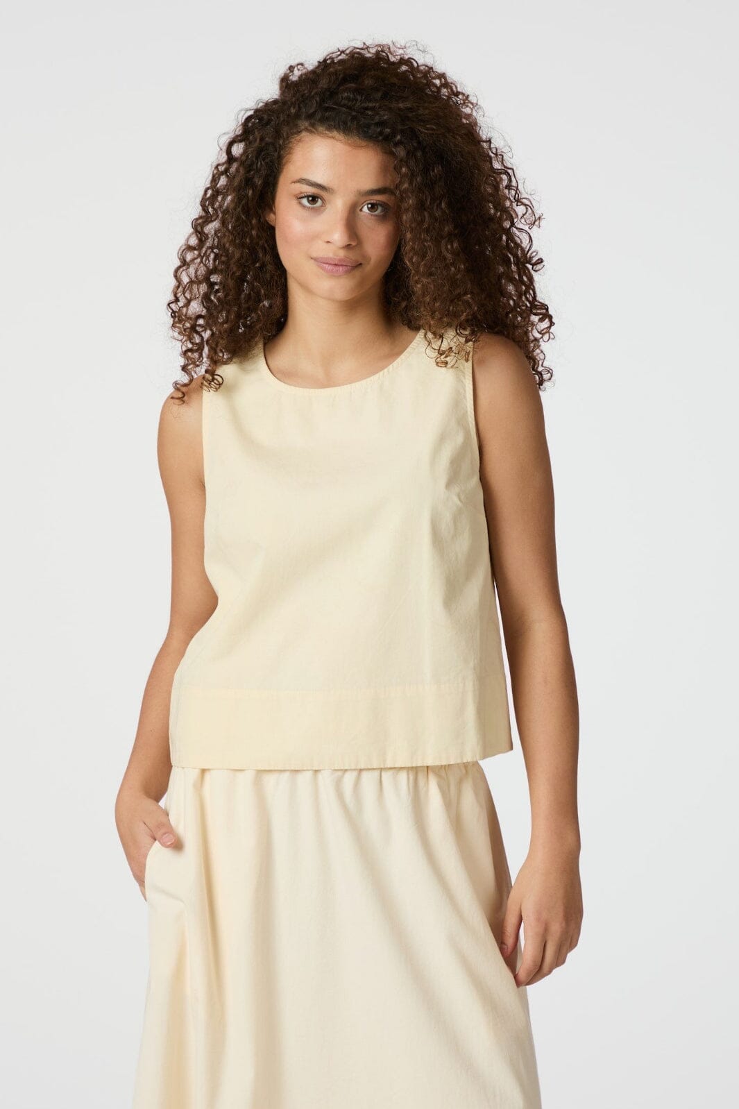 Neo Noir - Polly C Poplin Top - Light Yellow