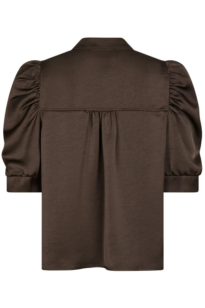 Neo Noir - Roella Heavy Sateen Blouse 162590 - 676 - Dark Brown