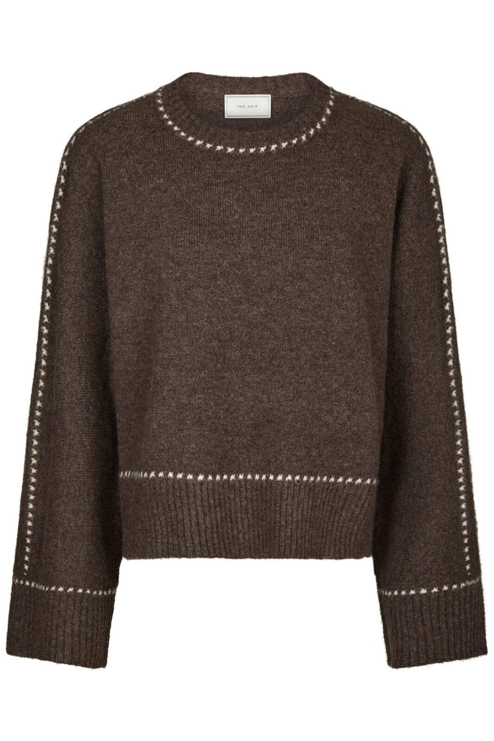 Neo Noir - Roeme Knit Stitch Blouse 164818 - 205 - Brown Melange