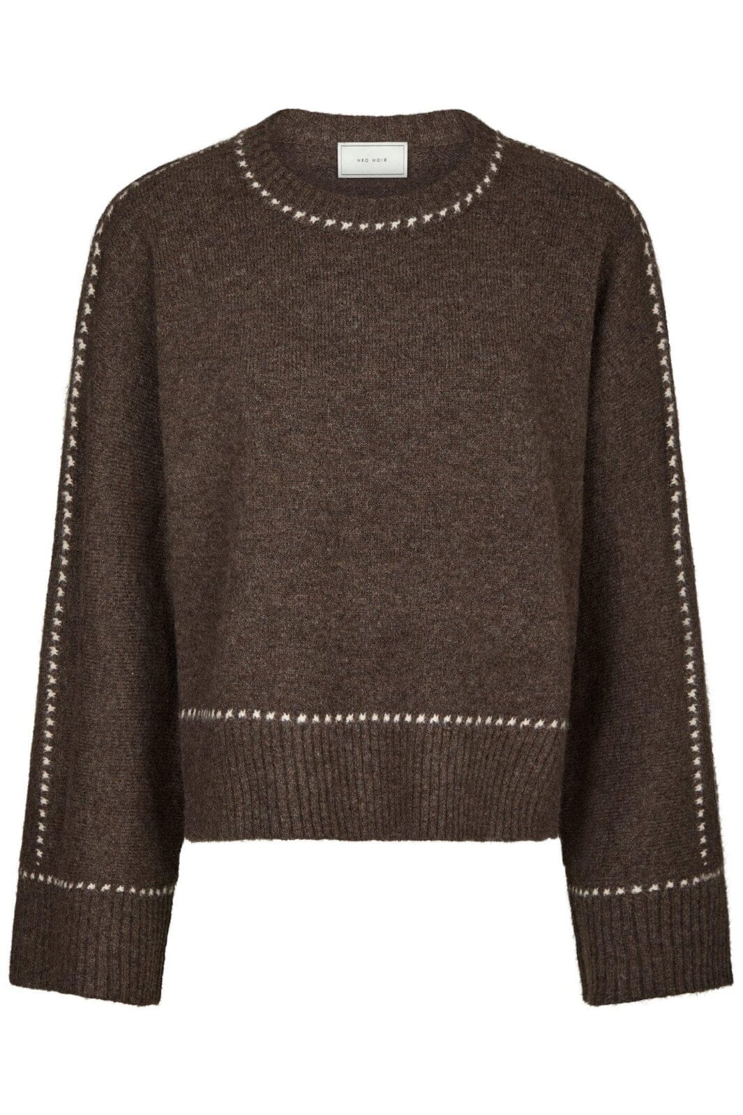 Neo Noir - Roeme Knit Stitch Blouse 164818 - 205 - Brown Melange