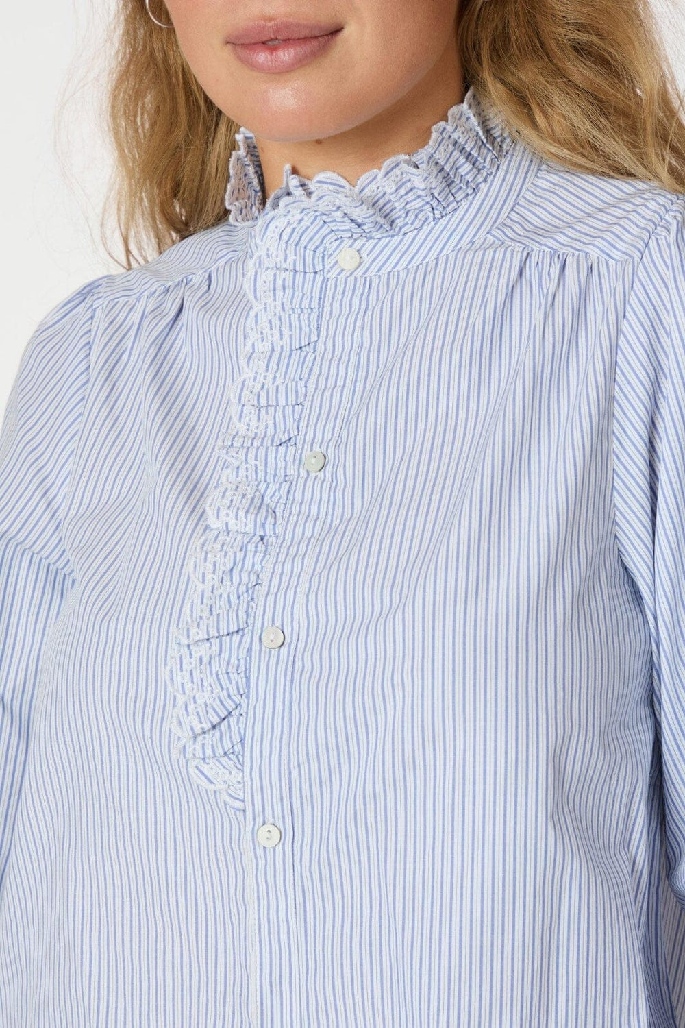 Neo Noir - Salma Stripe Blouse 163429 - 145 - Light Blue