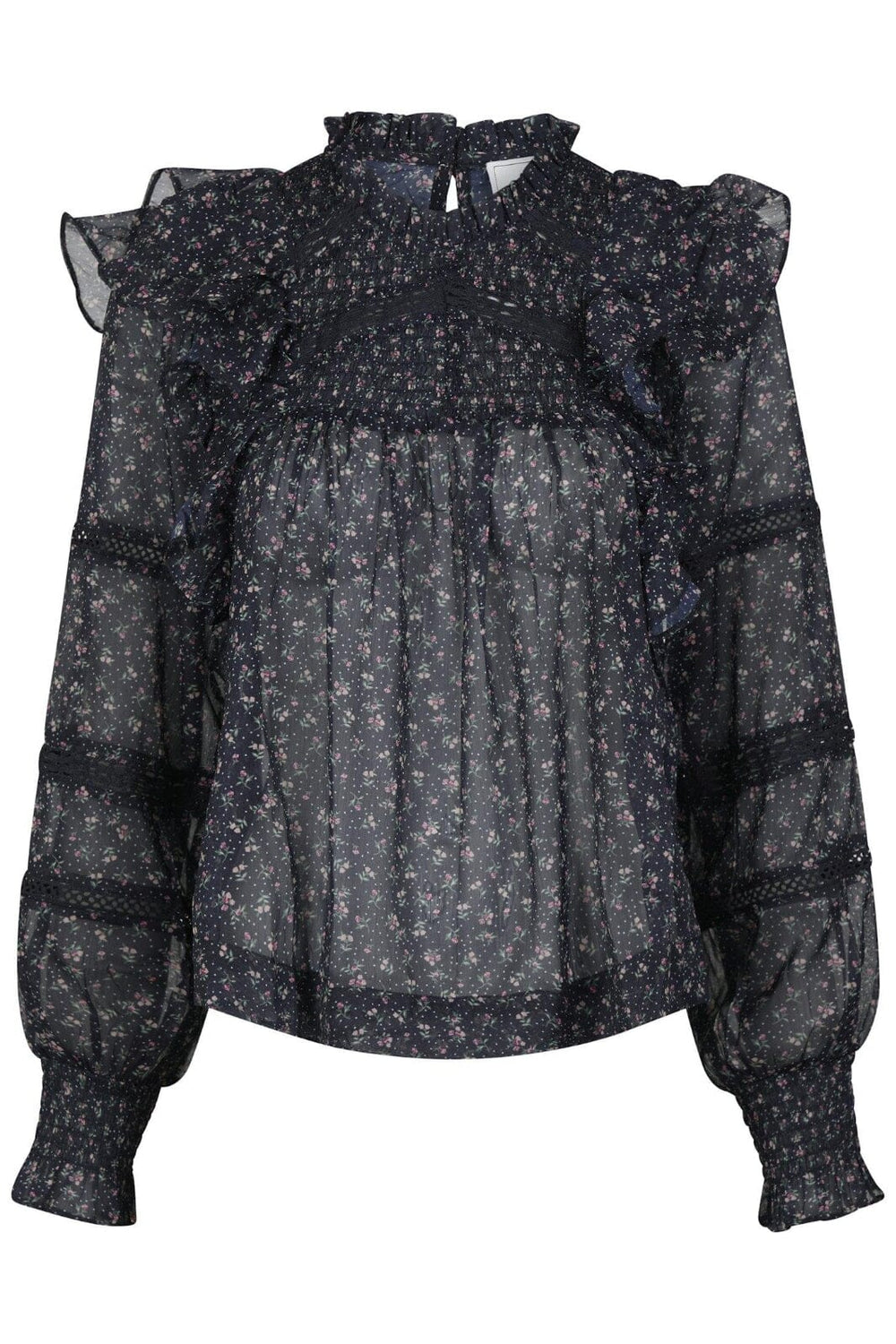 Neo Noir - Sarna Mini Rose Blouse - Black Skjorter