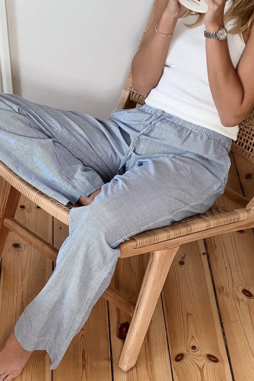 Neo Noir - Sonar Mini Stripe Pants - Blue Bukser