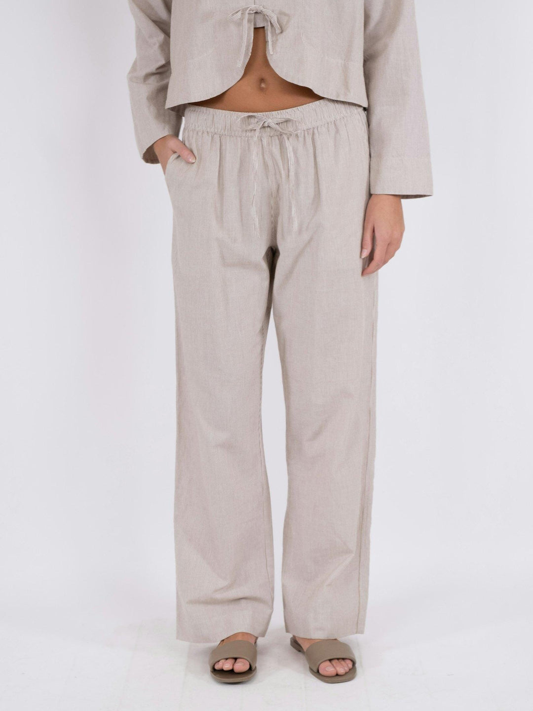 Neo Noir - Sonar Mini Stripe Pants - Sand Bukser