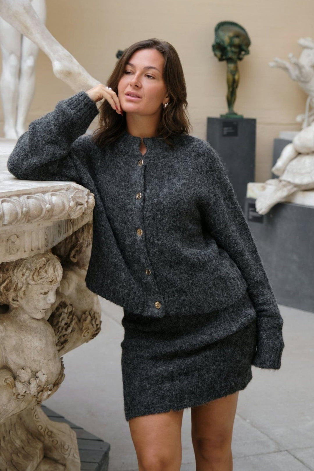 Neo Noir - Taura Fluffy Knit Cardigan 165103 - 132 - Antracit Cardigans