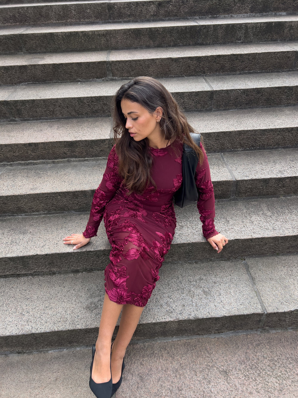 Noella - Lavinia L/S Dress 13500002 - 1393 - Winetasting Kjoler