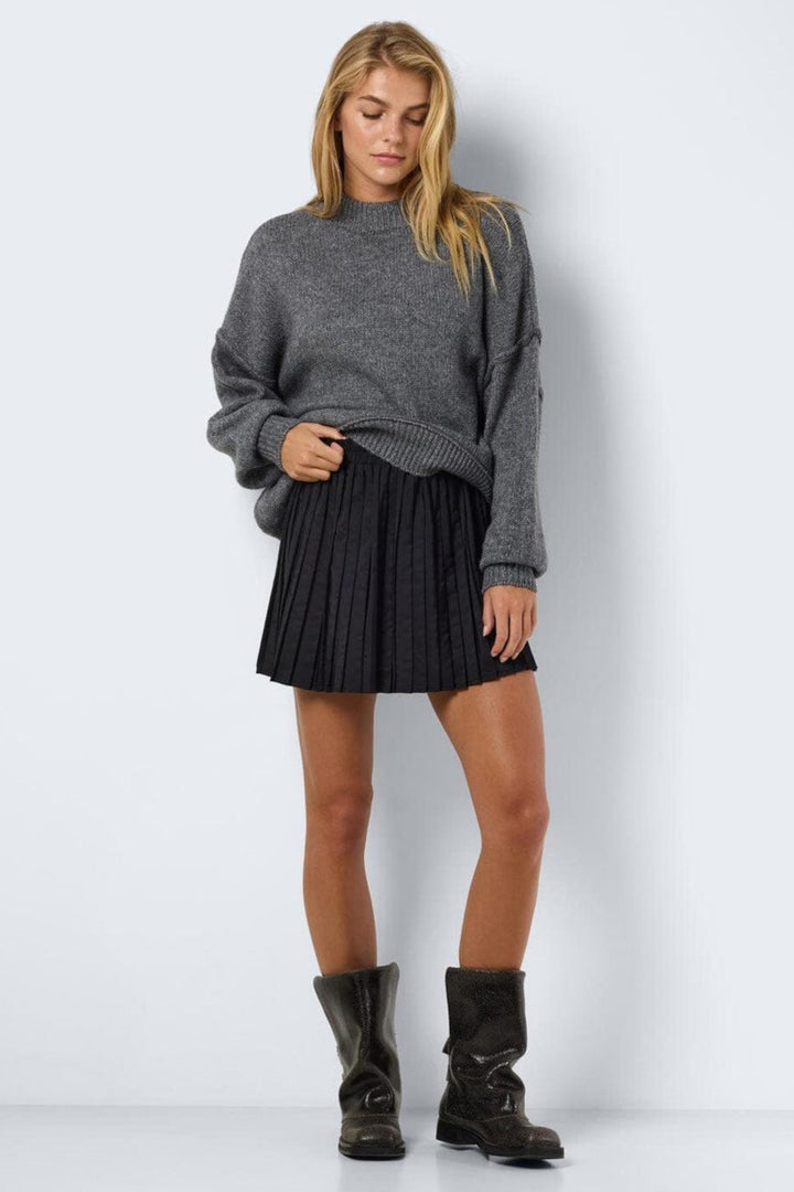 Noisy May - Nmpolly Pleated Skirt - 4816399 Black Elastic Waistband W. Rubber Print