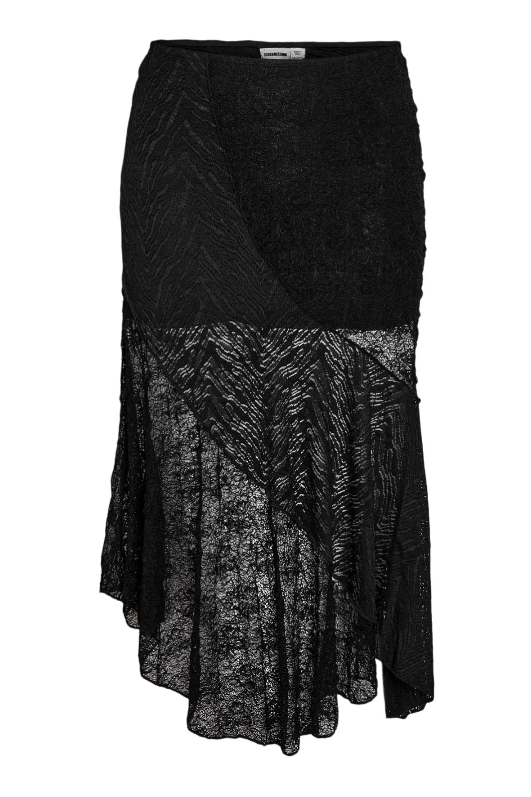 Noisy May - Nmtrudy Asymetric Lace Skirt - 5013068 Black Nederdele