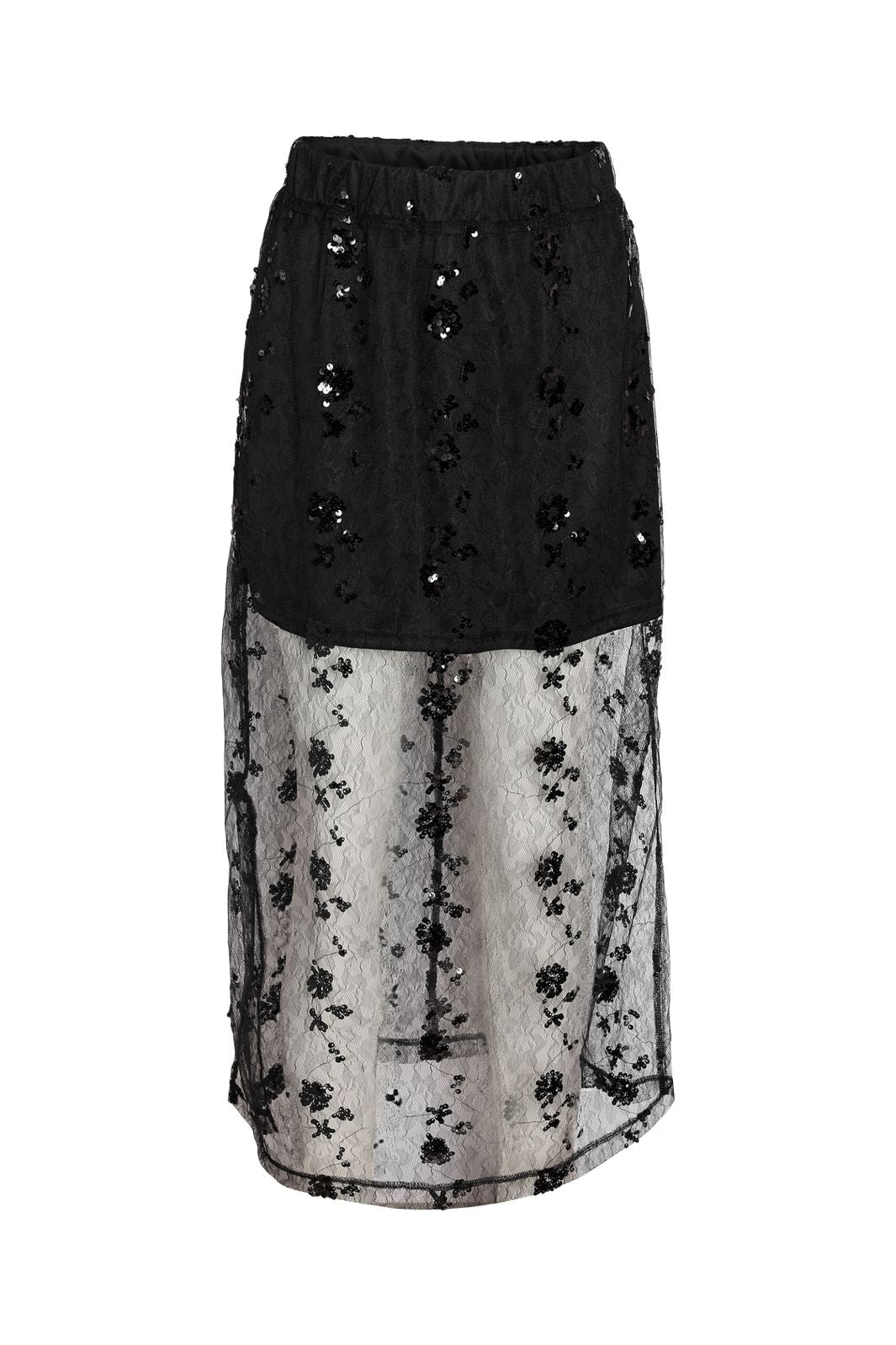 Ennakkotilaus - Noisy May - Nmzigga N/W Mesh Sequin Midi Skirt - 4953739 Black