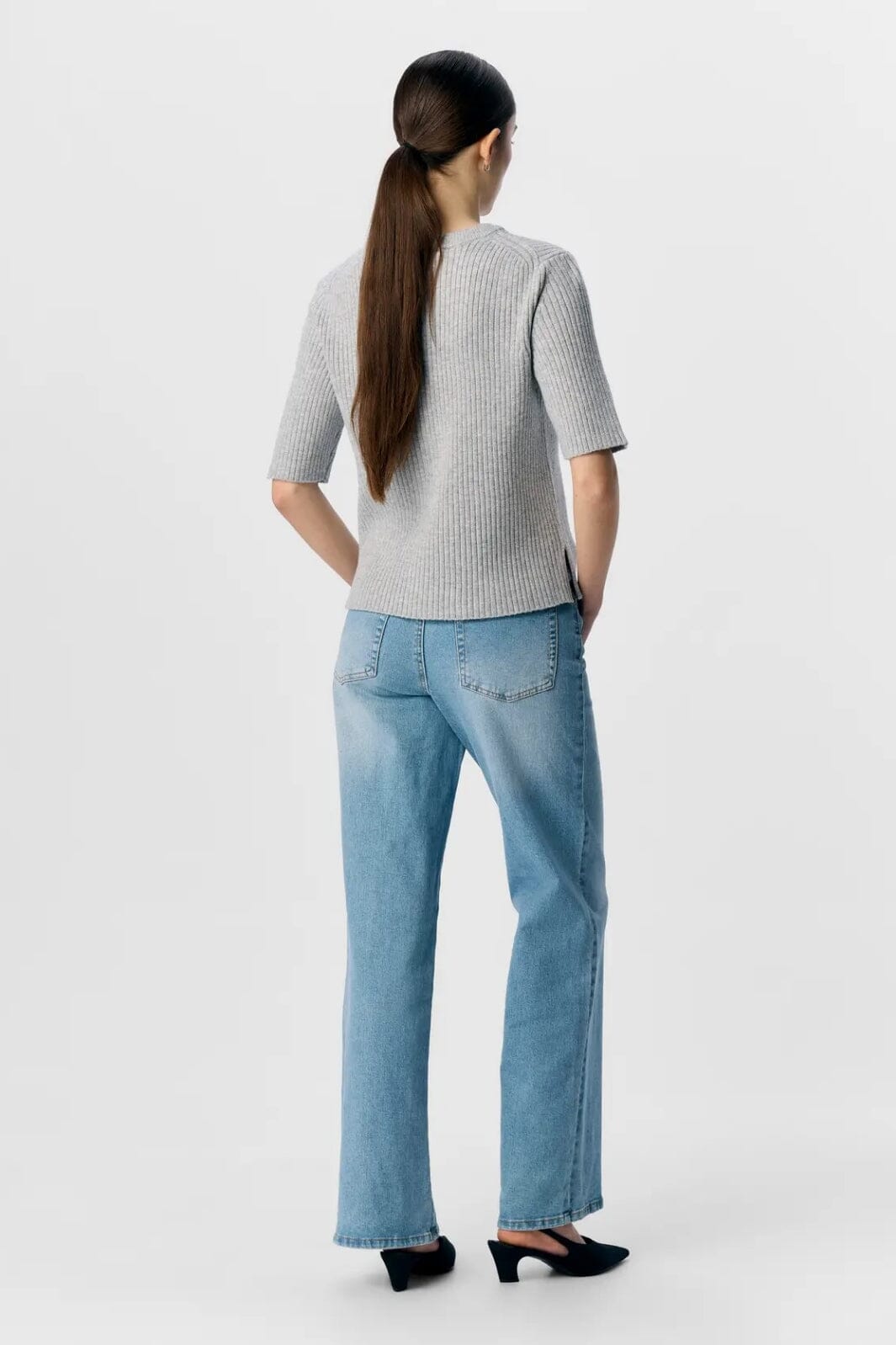 Object - Objelva 2/4 Re O-Neck Knit - 4788923 Light Grey Melange