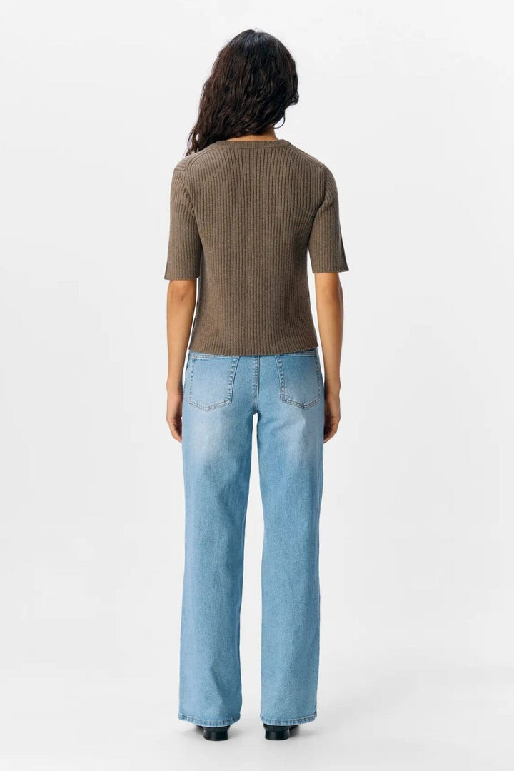 Object - Objelva 2/4 Re O-Neck Knit - 4872405 Morel Melange