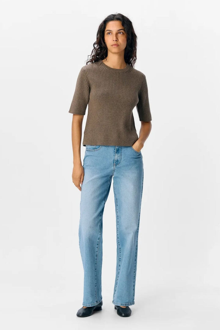 Object - Objelva 2/4 Re O-Neck Knit - 4872405 Morel Melange