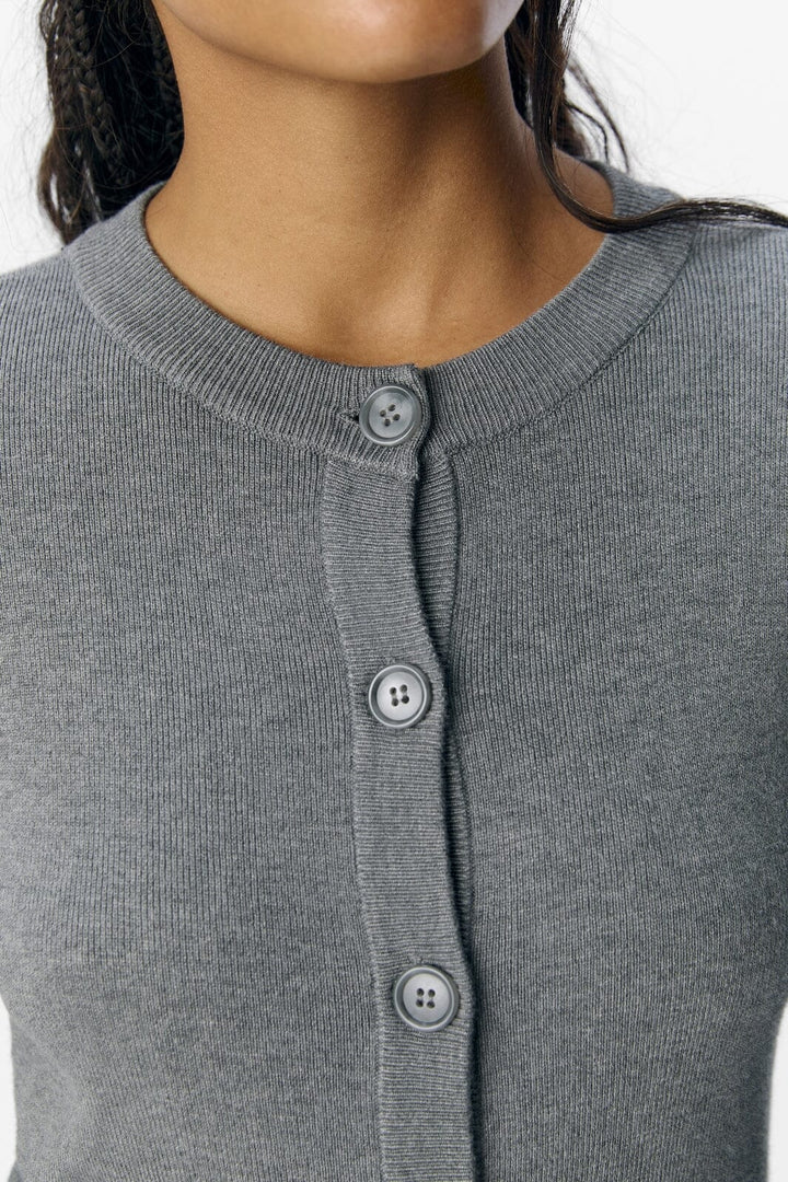 Object - Objester Sli L/S Knit Cardigan - 4613505 Medium Grey Melange